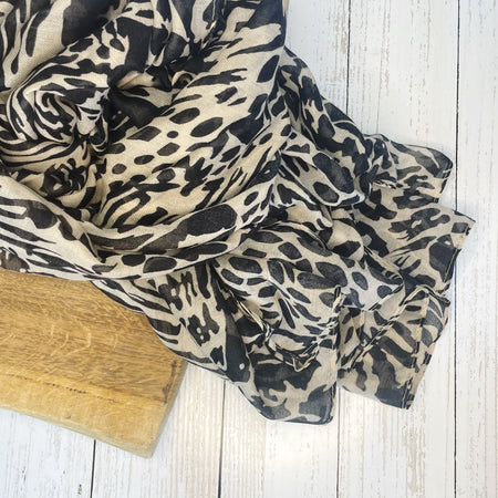 Lilliana Leopard Scarf - Black