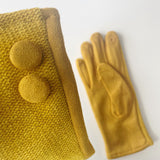 Textured Large Button Gloves - Mustard