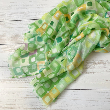 Stella Retro Squares Scarf - Lime