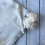 Peggy Plain Soft Pom Pom Scarf - Cream