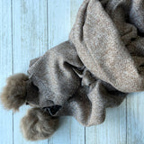 Peggy Plain Soft Pom Pom Scarf - Brown