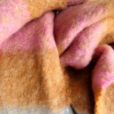 Soft Check Fluffy Scarf - Pink/Orange