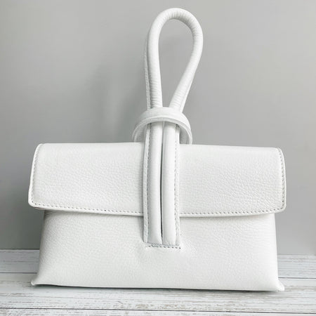 Leather Loop Clutch Bag - Snow