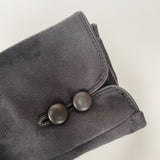 Faux Suede Button Gloves - Charcoal