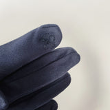 Faux Suede Button Gloves - Navy