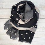 Gabby Geometric Polka Scarf - Grey