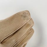 Faux Suede Button Gloves - Cream