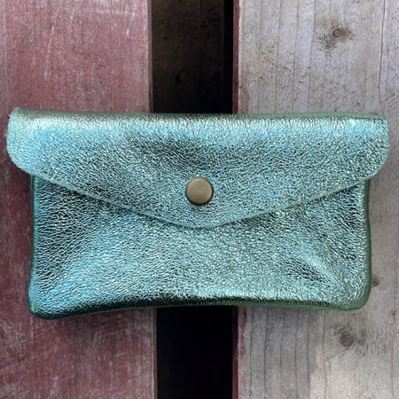 Metallic Leather Purse - Mint