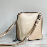 Small Metallic Cross Body Bag - Champagne