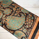 Paisley Print Faux Silk Scarf - Brown