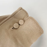 Faux Suede Button Gloves - Cream