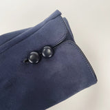 Faux Suede Button Gloves - Navy