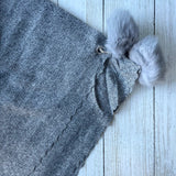 Peggy Plain Soft Pom Pom Scarf - Grey