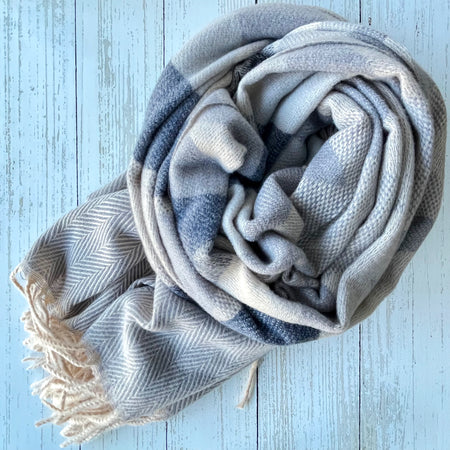 Grace Geometric Blanket Scarf - Slate