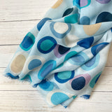 Rita Retro Spot Striped Scarf - Blue