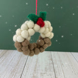 Handmade Felt Christmas Pud Wreath Decoration