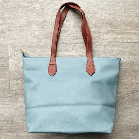 Colour Block Tote Handbag - Sky