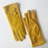 Textured Large Button Gloves - Mustard