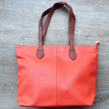 Colour Block Tote Handbag - Orange