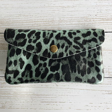 Animal Print Leather Purse - Mint