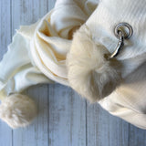 Peggy Plain Soft Pom Pom Scarf - Cream