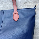 Colour Block Tote Handbag - Navy