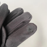 Faux Suede Button Gloves - Charcoal