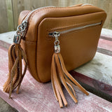 Small Leather Camera Bag - Brown