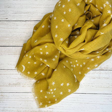 Sparkly Star Scarf - Mustard