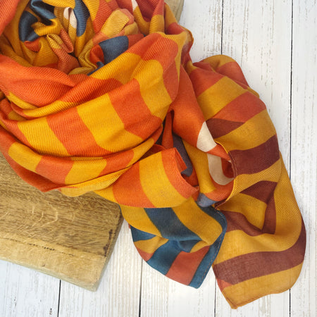 Talia Tartan Abstract Scarf - Orange